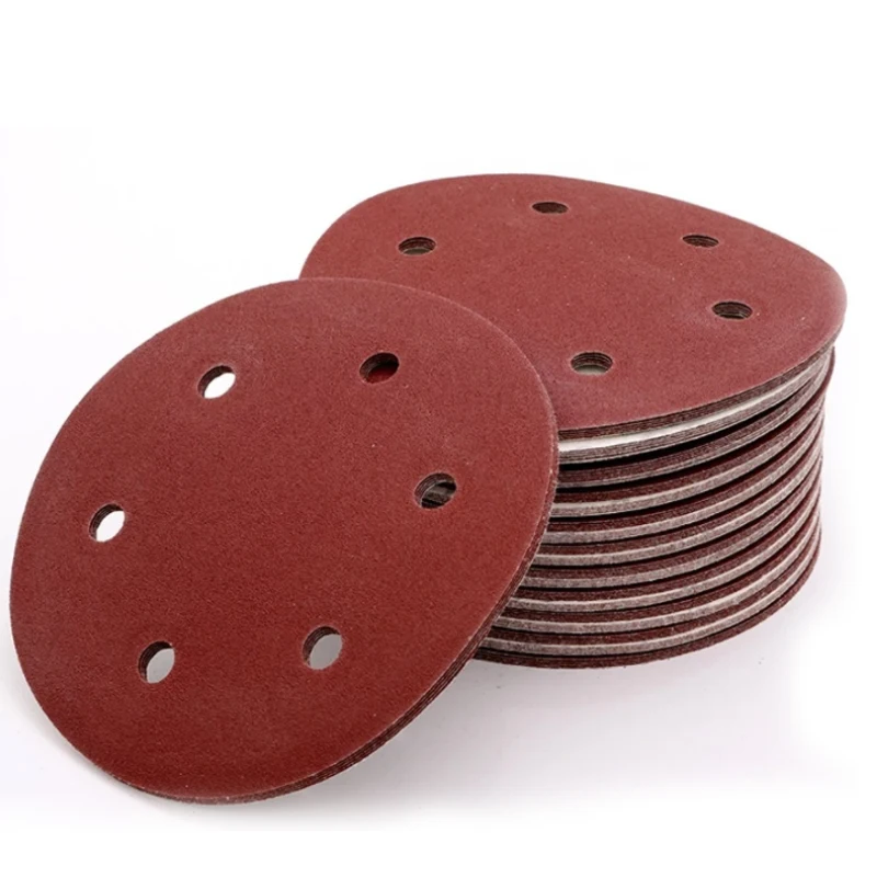 

5Inch 125mm Round Sandpaper 6 Holes Disk Sand Sheets Grit 60-1000 Hook and Loop Sanding Disc Abrasives for Polish