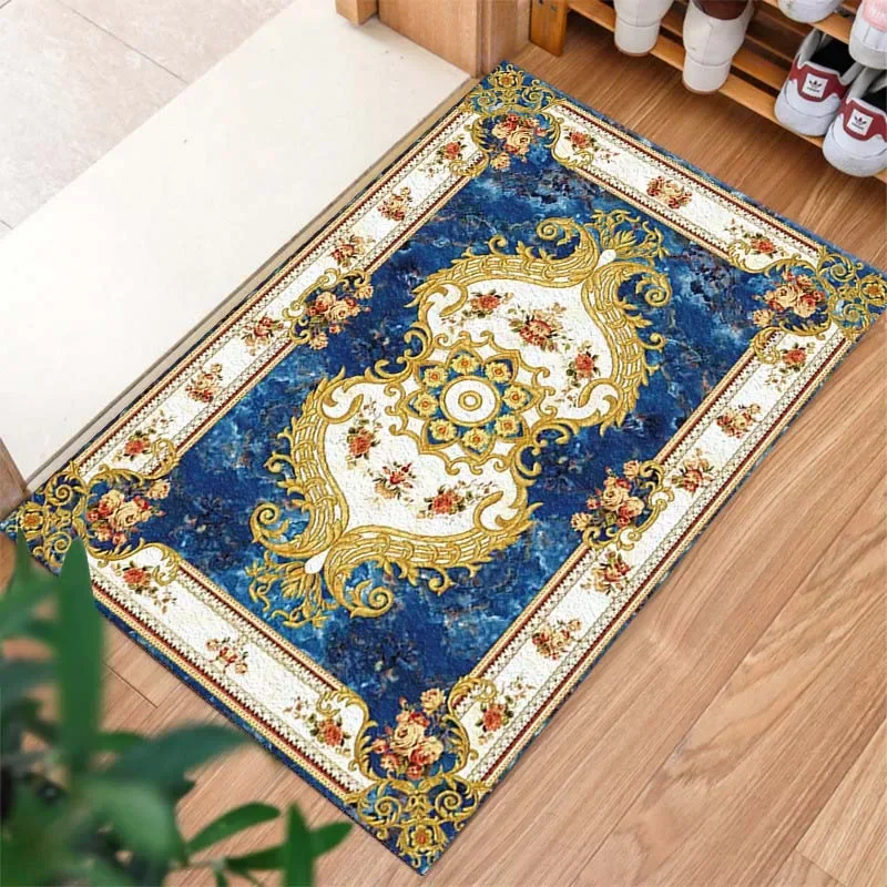 Vintage Pattern Retro Rug Hallway Entrance Doormat Runner Rug Non-Slip Washable Floor Carpet for Kitchen Laundry Room