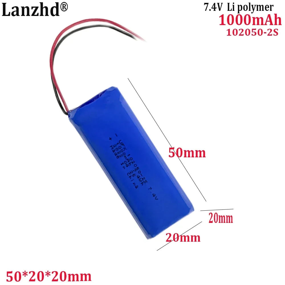 

7.4V Polymer battery pack 102050-2S 1000mah For smart cup locator eye protector Outdoor lighting equipment smart home battery