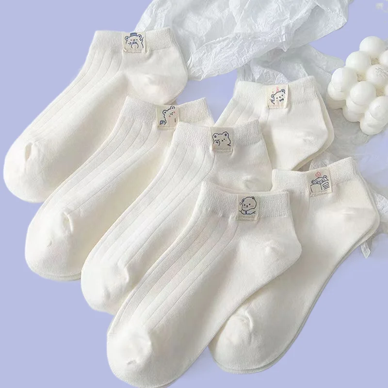 

6 Pairs White Women's Socks Summer Thin Pure White Socks Internet Celebrity Socks Summer Cute Shallow Mouth Socks