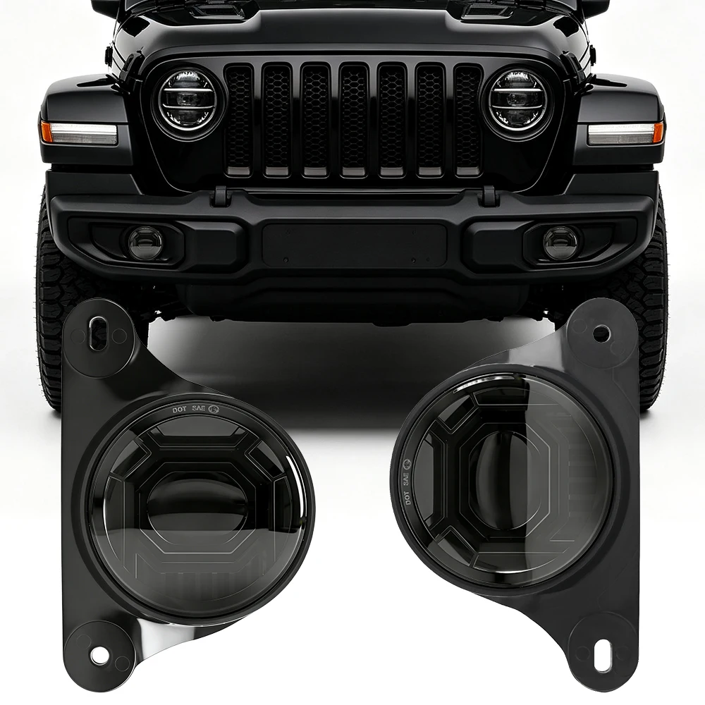 4 Inch 10th Style Bi-Color LED Fog Lights, White Yellow Dual Color Round Fog Lamps for Jeep Wrangler JK JL Truck Off Road Access