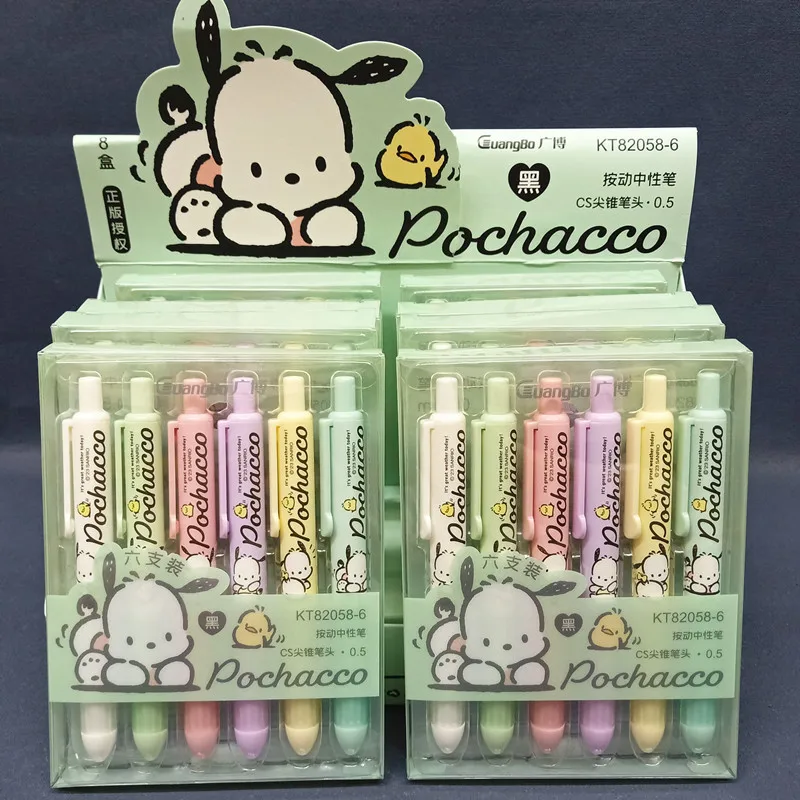 6-48pcs/box Cartoon Sanrio Pochacco 0.5mm Press Gel Pen Cute Dog Press Pen Kawaii Student Stationery Supplies Wholesale Gifts