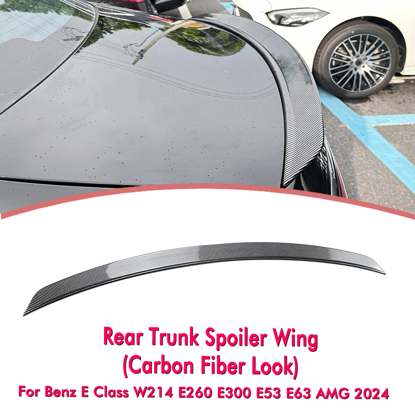 

Rear Trunk Lid Spoiler Wing For Mercedes Benz E Class W214 E260 E300 E53 E63 AMG 2024 Carbon Fiber Look/Gloss Black Splitter Lip