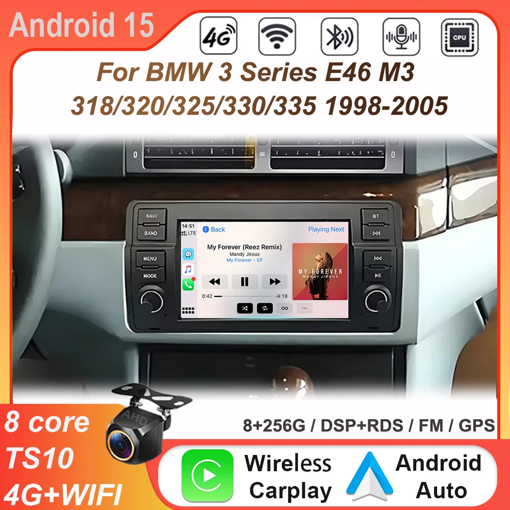 

Car Radio Multimedia Player For BMW 3 Series E46 M3 318-320-325-330-335 1998-2005 QLED Screen Stereo WiFi Navigation Head Unit
