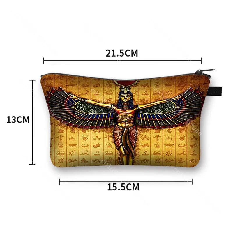 Egyptian Classical Art Print Cosmetic Bag Pharaoh Anubis Portable Makeup Bags Girls Clutch Cosmetic CaseToiletry Bags Gift