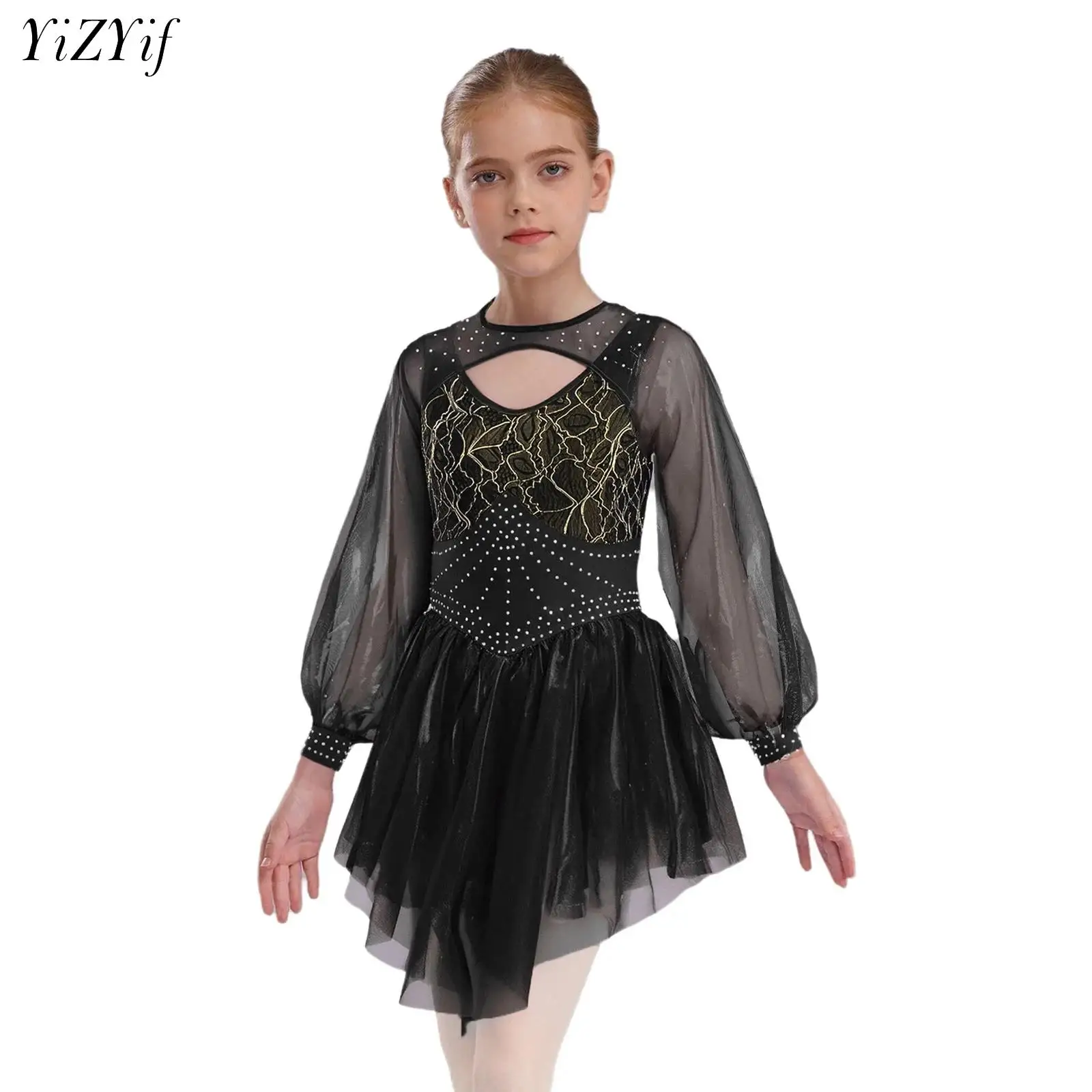 

Vintage Girls Ballet Tutu Dress Rhythmic Gymnastics Jersey Long Sleeves Princess Ballerina Dance Costume Birthday Party Dresses
