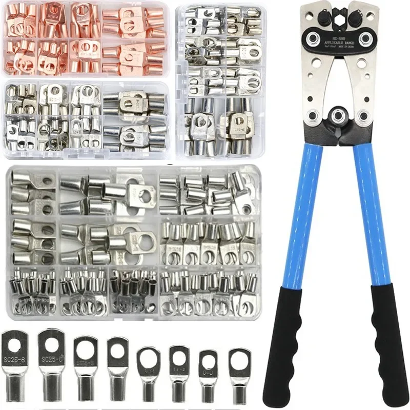 

60/70/100pcs Car Auto Copper Ring Terminal Wire Crimp Connector Bare Cable Battery Terminals Soldered Connectors Kit HX-50B