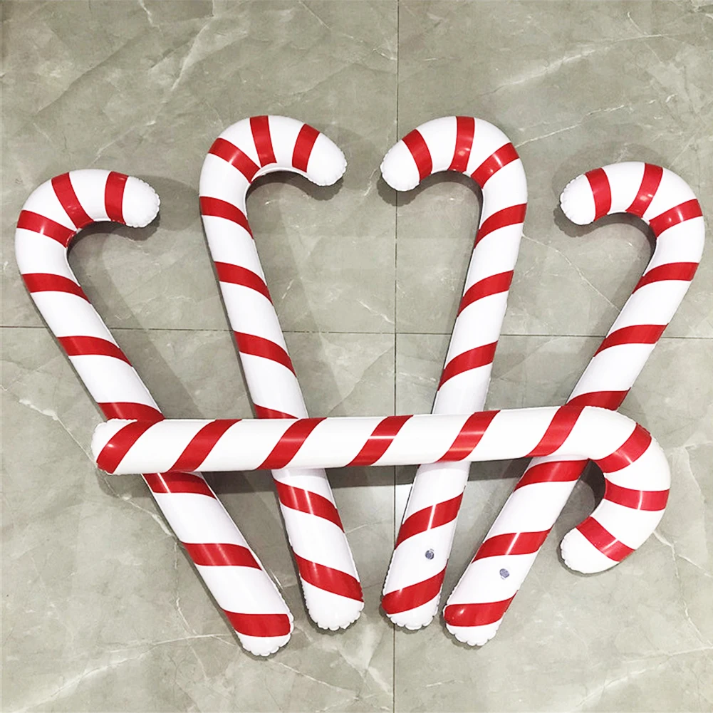 1-3Pcs Inflatable Santa Claus Walking Stick Portable Christmas Children Yoy Cane PVC Festival Party Prop Blow Up Decor for Gifts