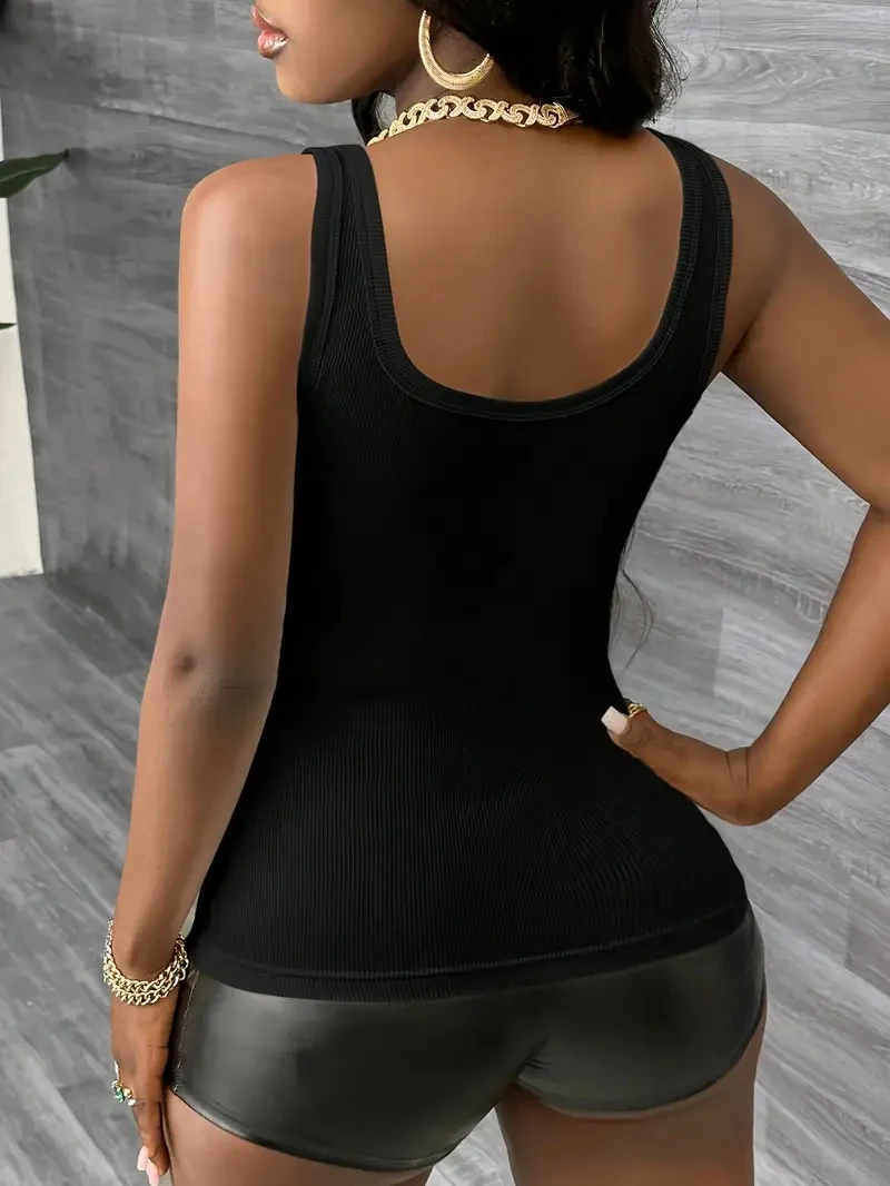 2PCS  New Women Elegant Slim V-Neck Solid Tank Top Fashion Casual Sleeveless Sexy Top for Casual Wear