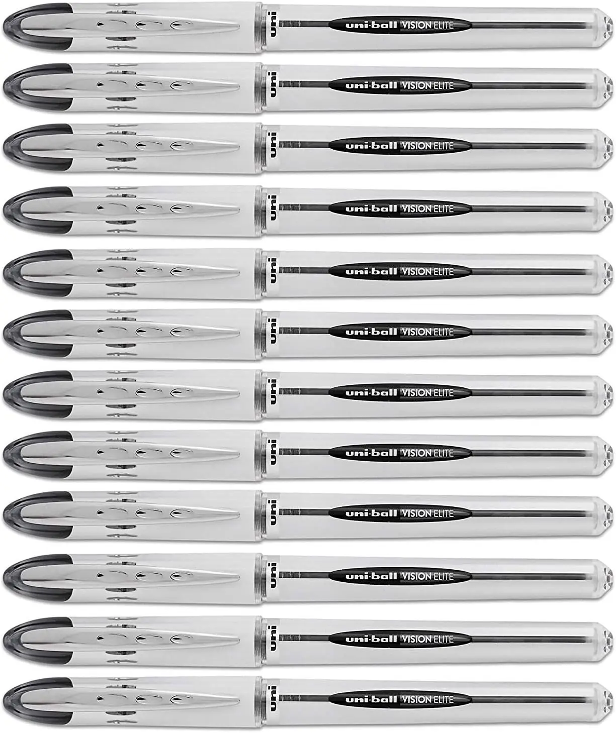 

Uni-Ball Vision Elite Roller Ball Pens 0.08mm Black Ink for Smooth Writing, 12 Pack