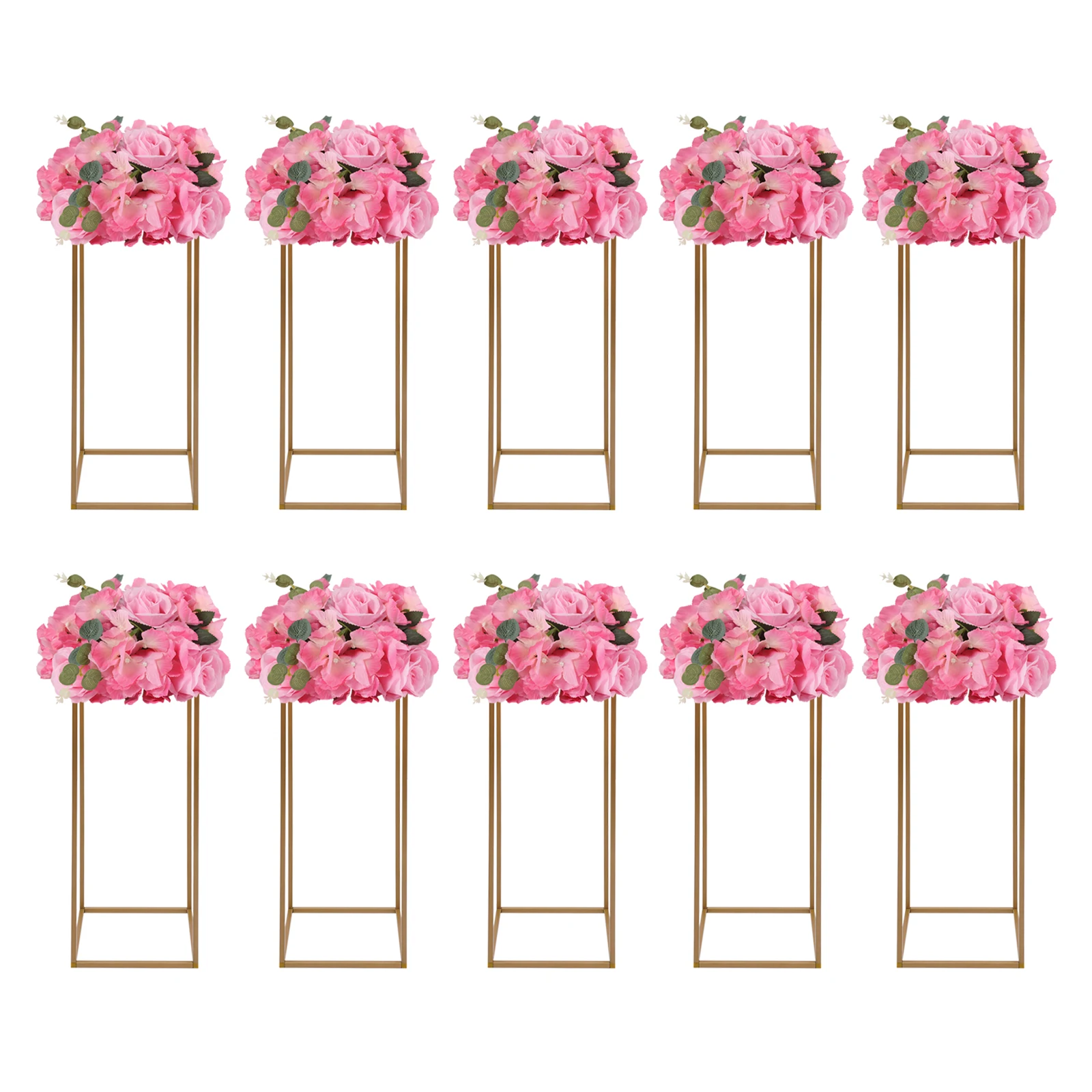 

10PCS Gold Wedding Flower Stand 31.49inch Tall Geometric Flower Vase Stand for Wedding Table Centerpieces Party Events