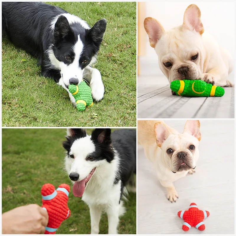 Brinquedos para cães squeaky Látex natural, bolas de futebol, Bouncy macio, durável para cães pequenos, médios e grandes, brinquedo interativo Chew Fetch Play