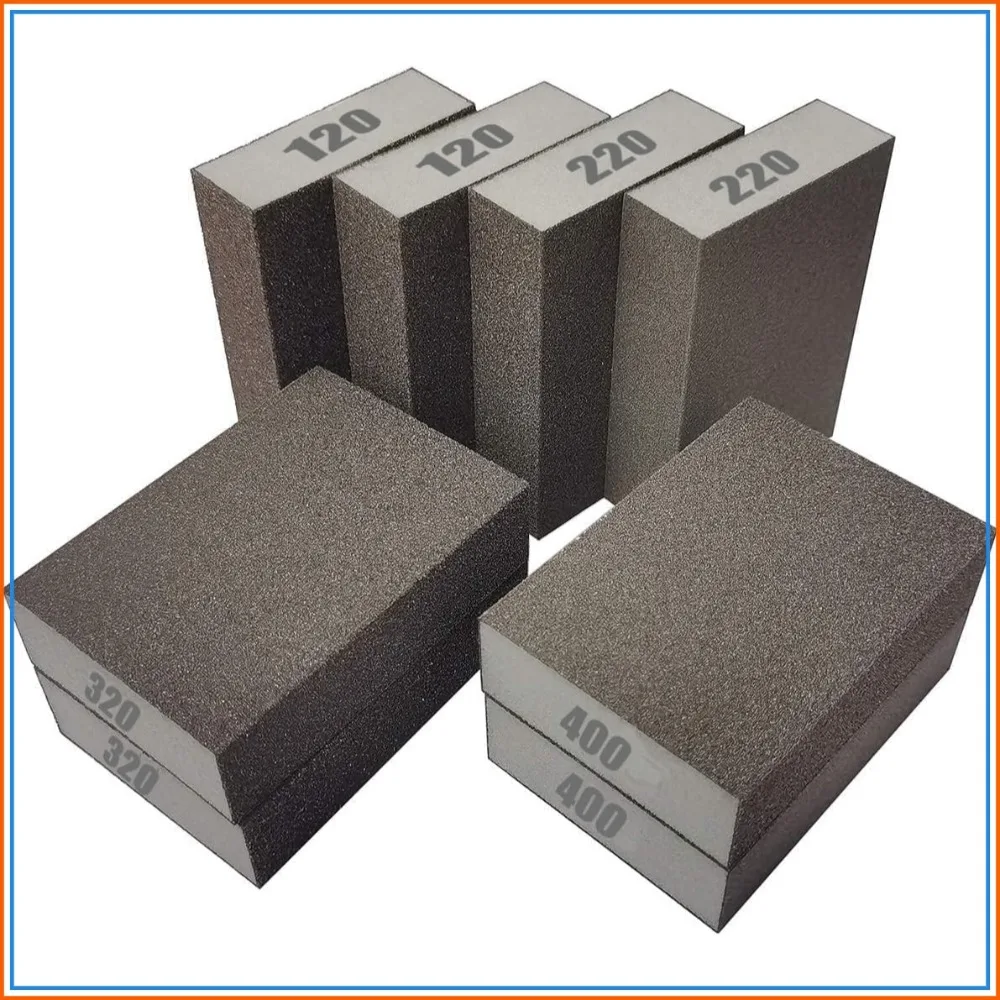 8 Pcs Sanding Sponge Set - 120/220/320/400 Grit, Coarse to Fine, for Wood, Metal, Drywall