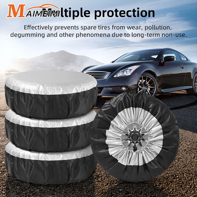 13-19inch 19-23inch Car SUV Spare Tire Cover Case White Tire Wheel Bag Tyre Spare Storage Tote Oxford Cloth Protective Sleeve