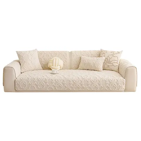 Winter Warm Plush Sofa Seat Cover Minimalist Anti-Slip Thickened Living Room Cushion Straight-Cut Throw for Living Room