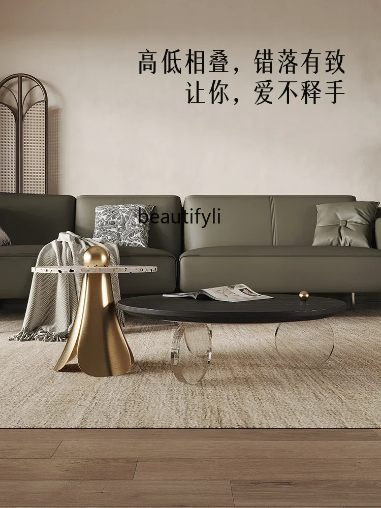 

B7304 ss American-Style Tea Table Combination round Household Living Room Small Apartment Acrylic