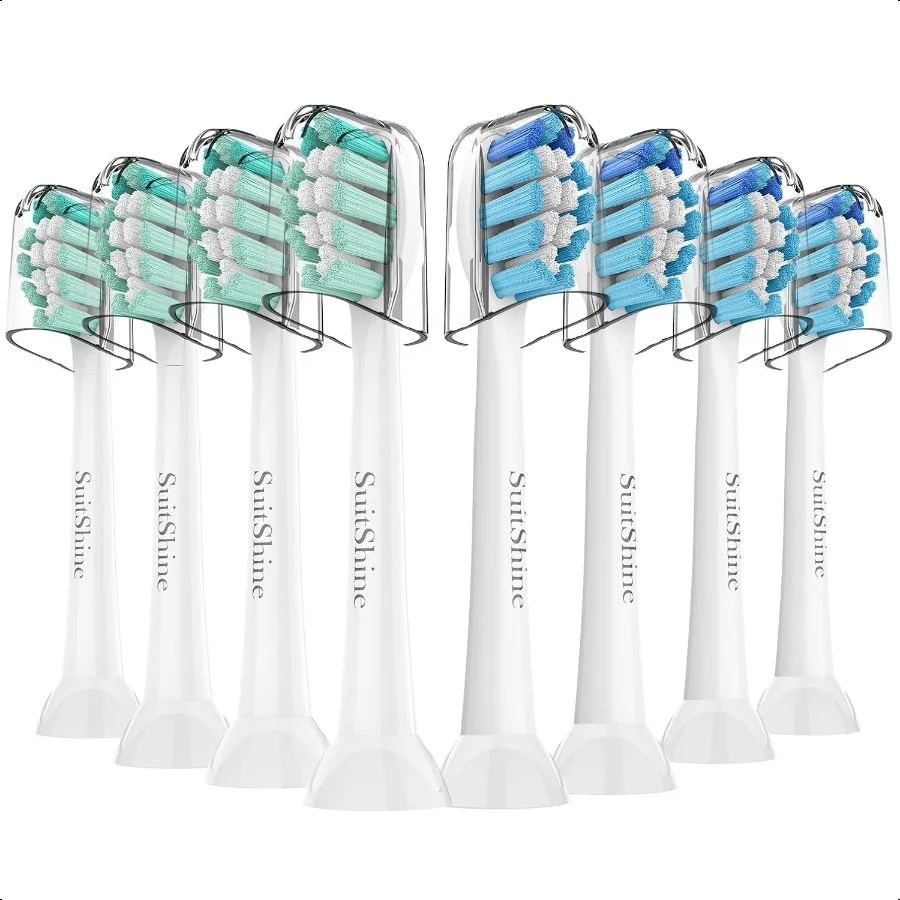 

Сменные насадки для зубных щеток, совместимые с Philips Sonicare и большими ручками-кликонами, 8 шт., белые