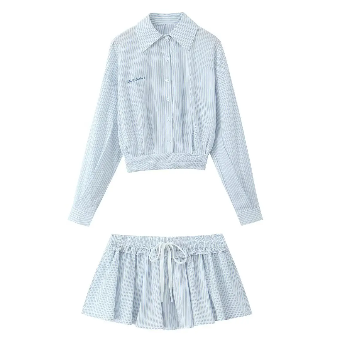 

UNIZERA women's shirt striped short style minimalist top striped A-line short style skirt pants summer new style shirt