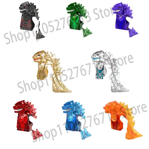 8Pcs/Set MOC Godzillaed Building Blocks Monsters King Movie Mechagodzilla Monster Assembly Bricks Model Kids Toy Boys Gifts