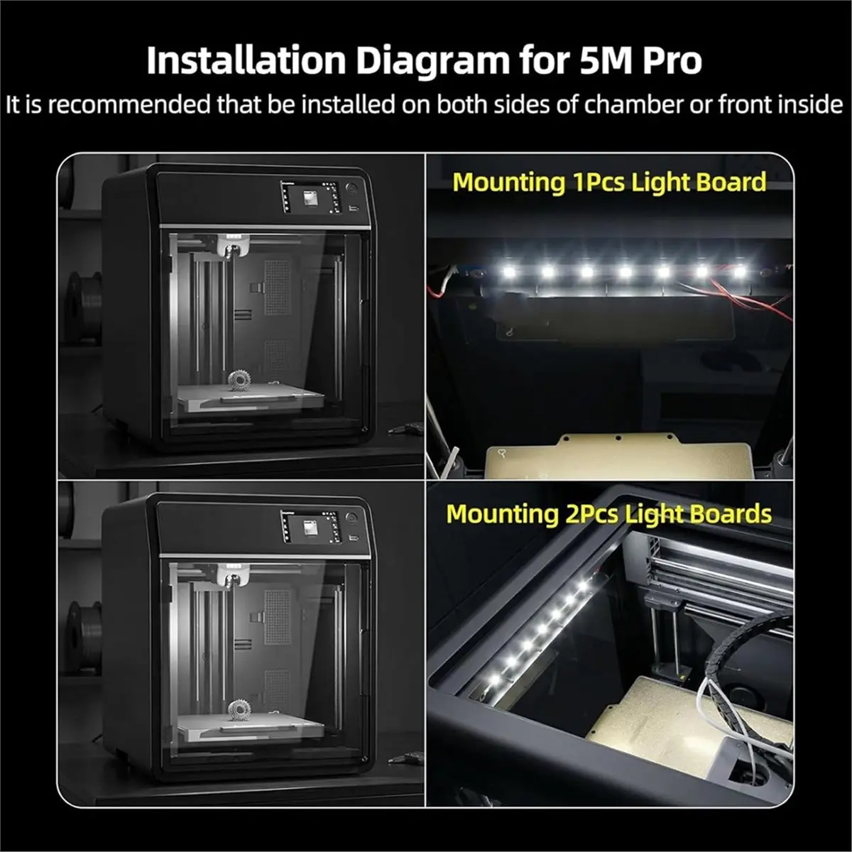 24V LED Light Board for Adventurer 5M/5M Pro/AD5X, 7 Beads, Cold White, Boosts Chamber Brightness