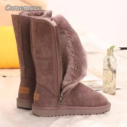 Comemore Causal Plush Fluffy Anti-cold Zipper Boot Woman Platform Shoes 2023 Winter New Women Suede Warm Snow Boots Plus Size 42