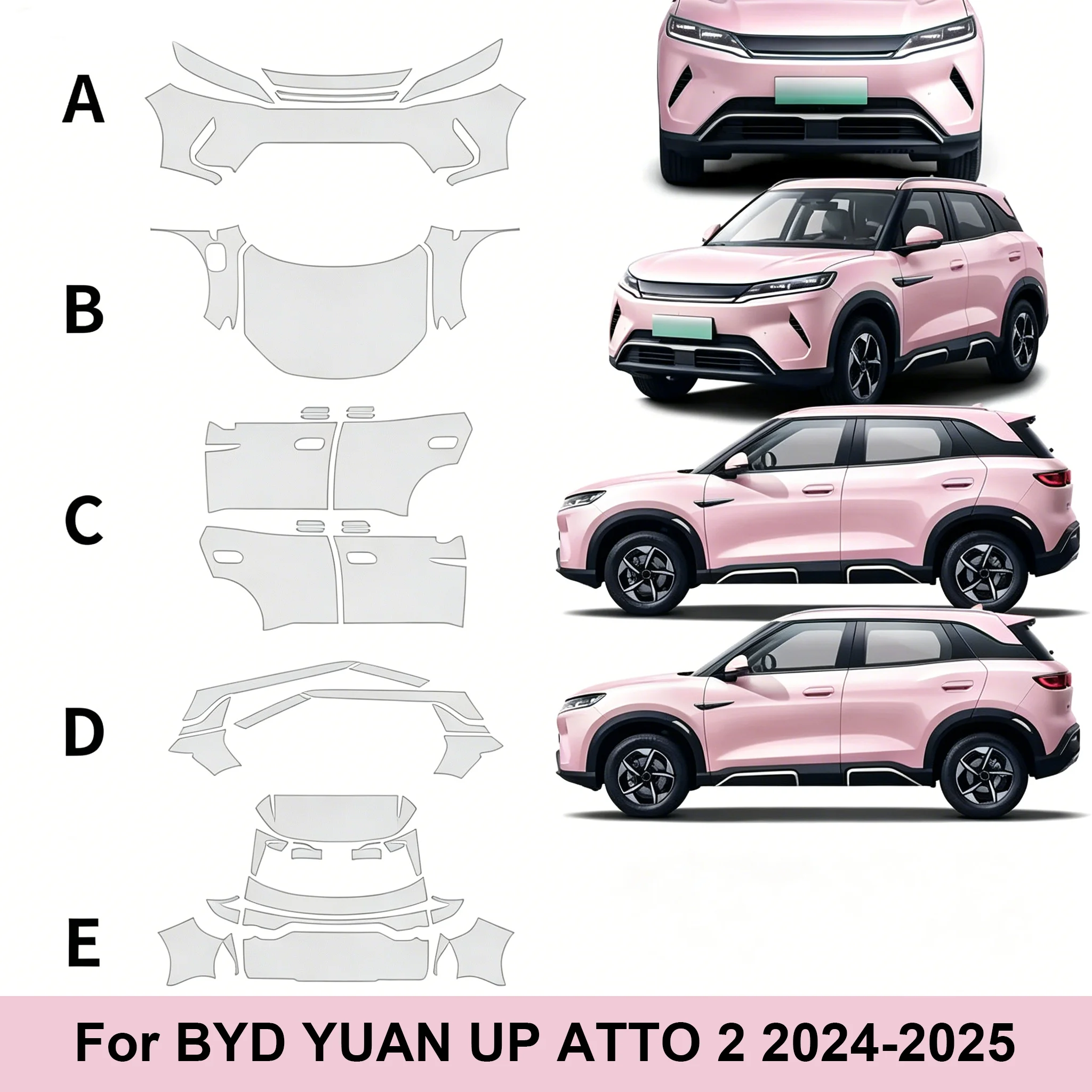 

For BYD YUAN UP ATTO 2 2024-2025 8.5MIL Transparent TPU Car Body Film Car Protective Film Clear Pre-Cut PPF Scratch Resistant