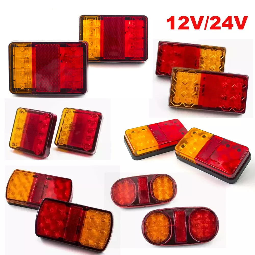 Feu arrière LED étanche, clignotant arrière, indicateur d'arrêt de frein arrière, 12V 24V, pour remorque de voiture, camion, bateau, camion, Van, RV, IP65, 2 pièces