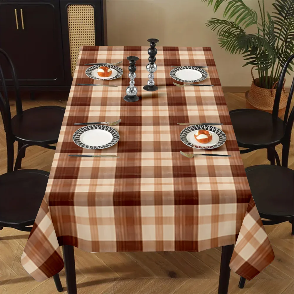VIKAMA Vintage And Simple Checkered Polyester Tablecloth, Large-Sized Home Decoration, Spring Picnic Party Tablecloth
