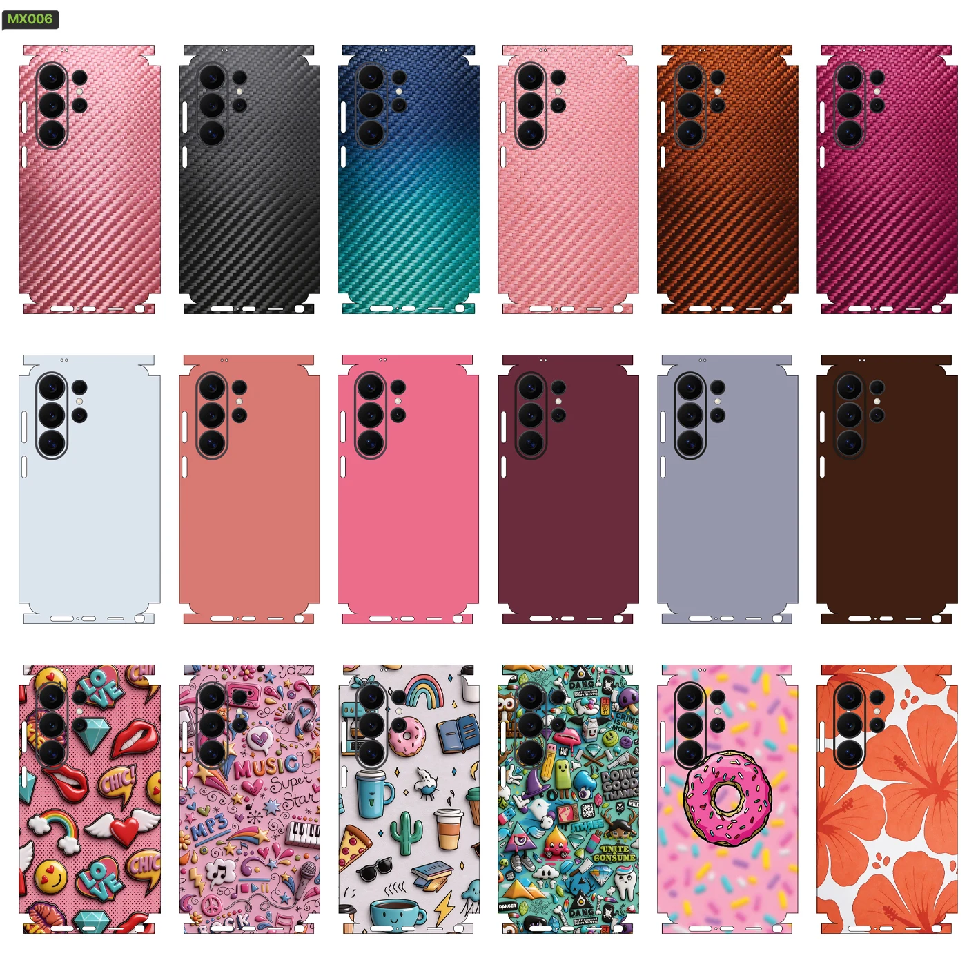 MX006 Sticker Skin for Samsung S26 S25 S24 Ultra Phone Skin Wrap Back Film S26Plus Frame Camera Protective Decal