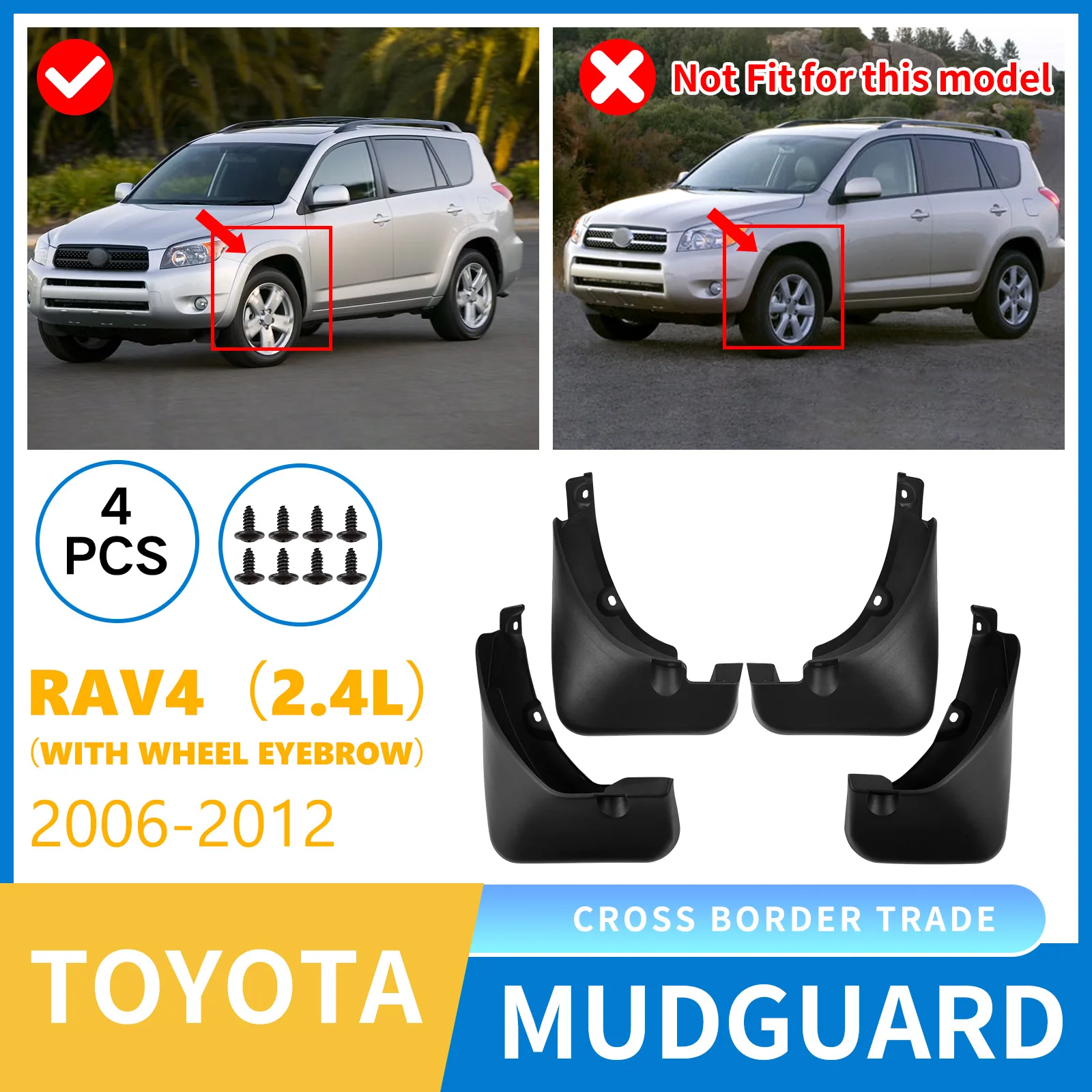 

Mudguard suitable for Toyota RAV4 2.4L 2006-2012 with wheel arch car tire mudguard sheet