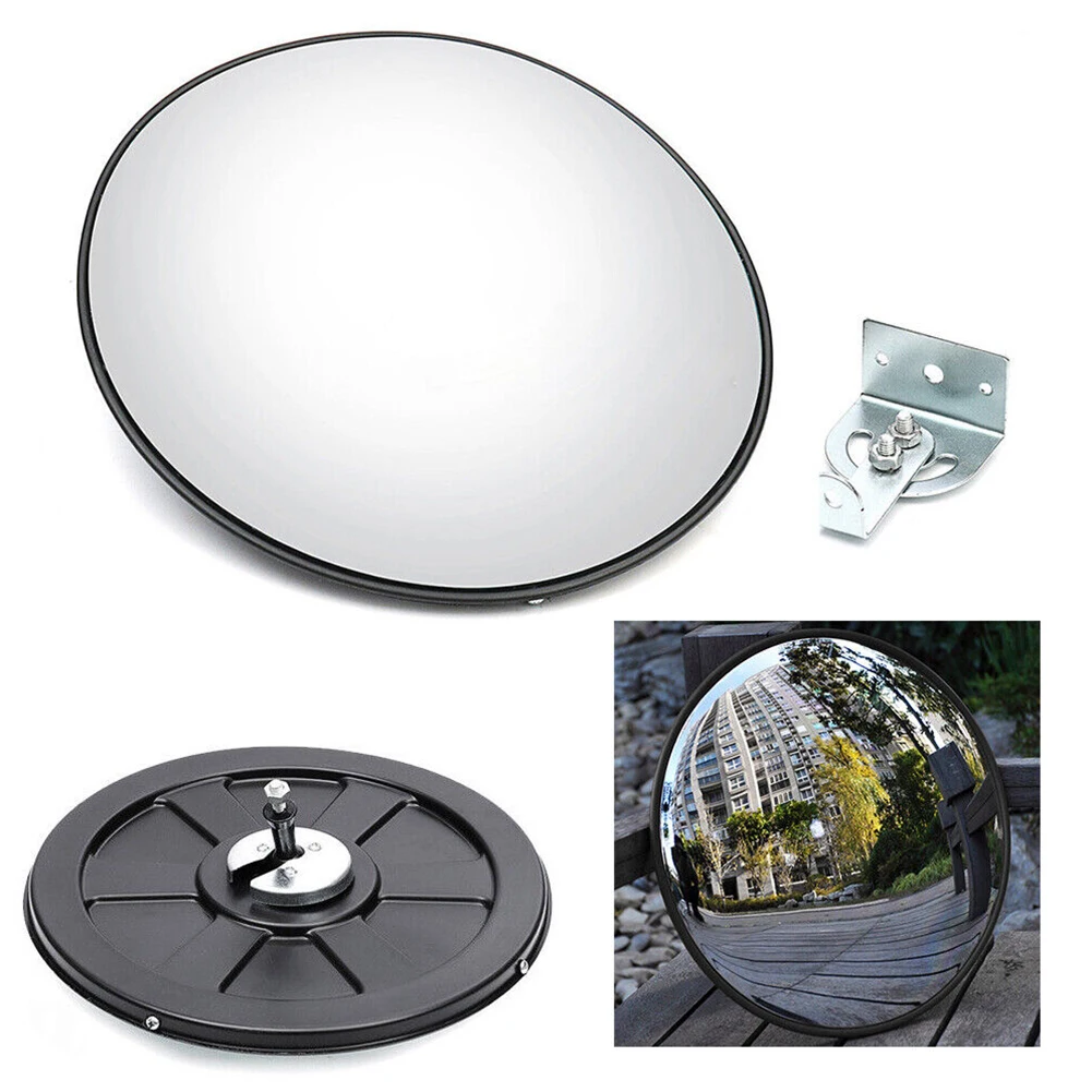 Outdoor Convex Mirror 12 inch Diameter for Driveway and Garage Safety with Protective Film and Wide Viewing Distance