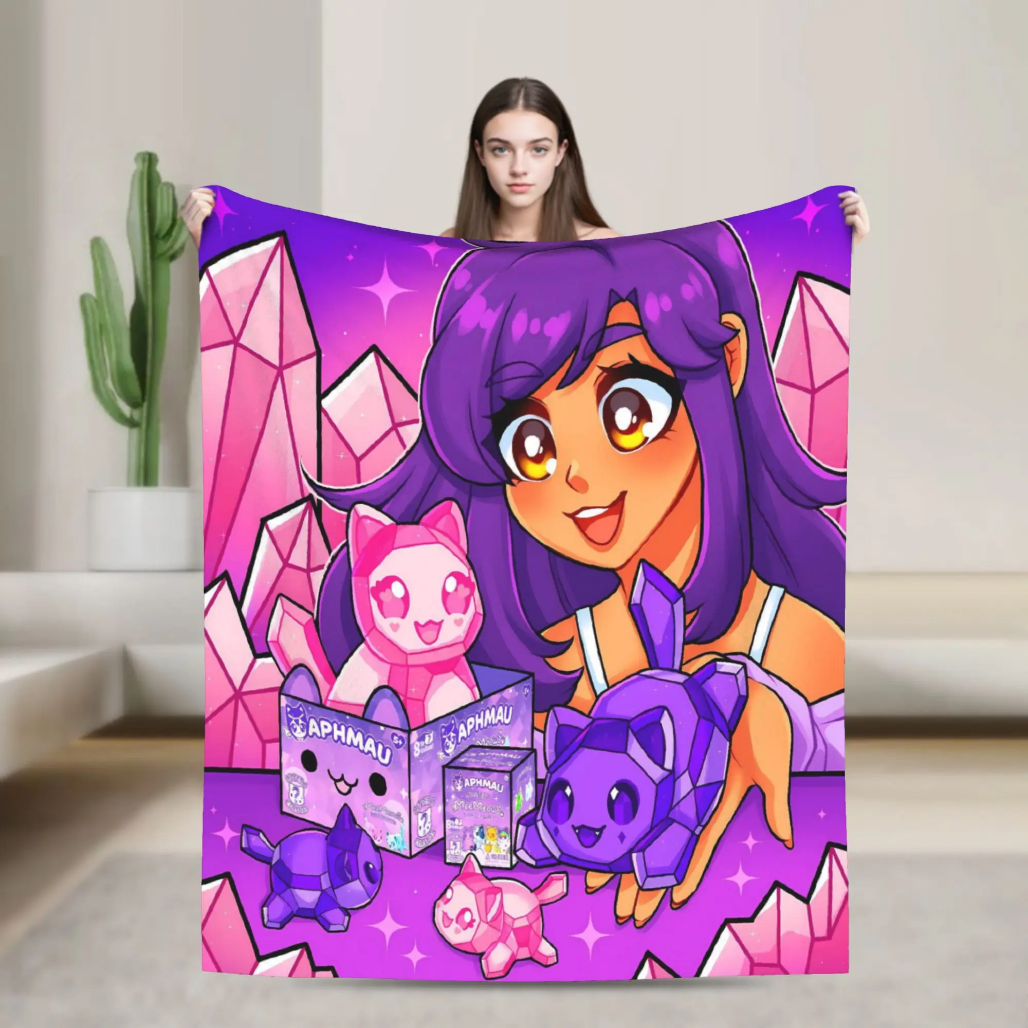 Graceful Aphmau Elegant Dress Pose Blankets  Picnic Flannel Throw Blanket For Couch Chair Sofa Bed Soft Bedspread Gift Idea