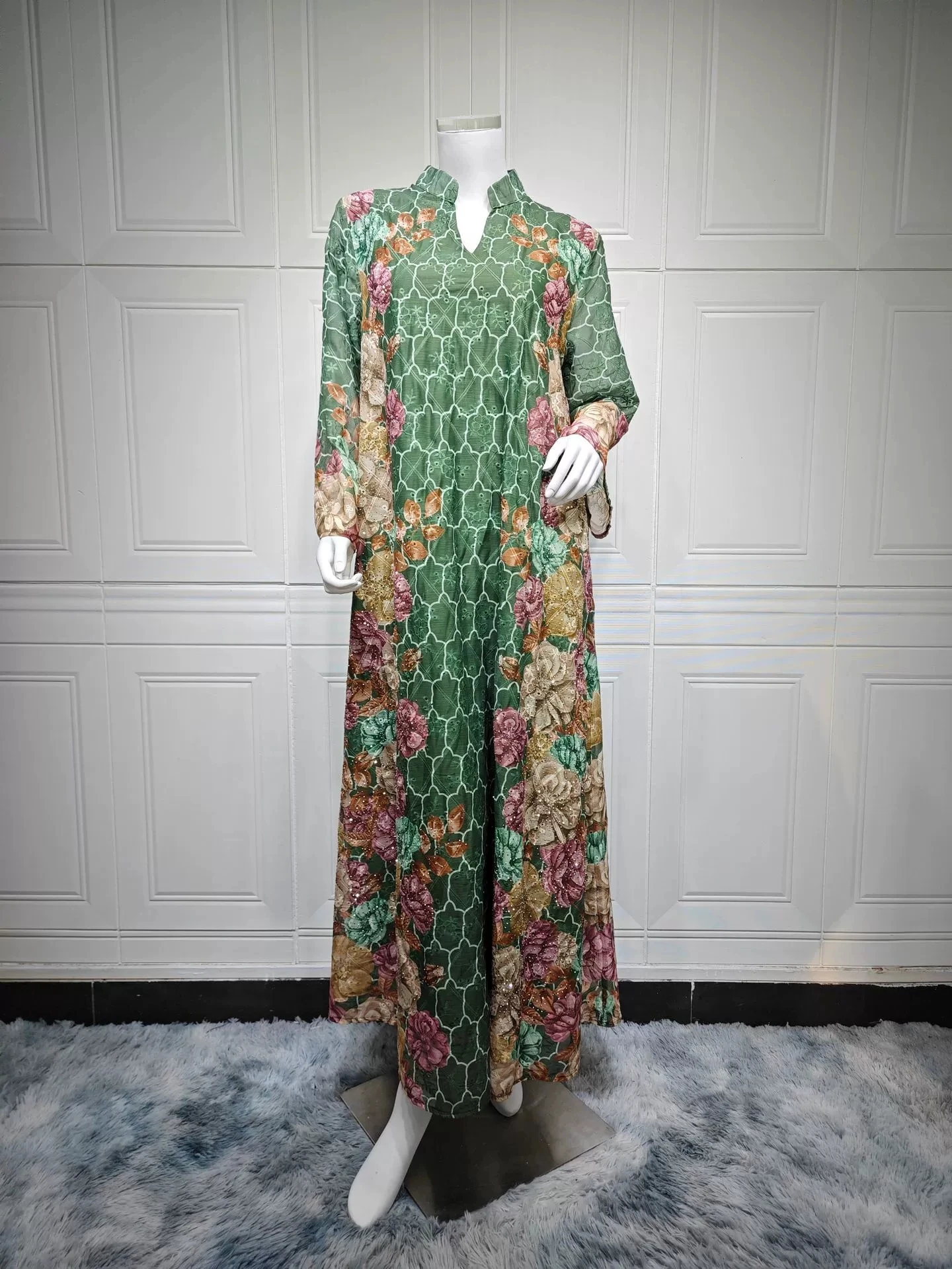 2025 Middle Eastern Arab robe new print women's fashion long dress long sleeve-GZXX564