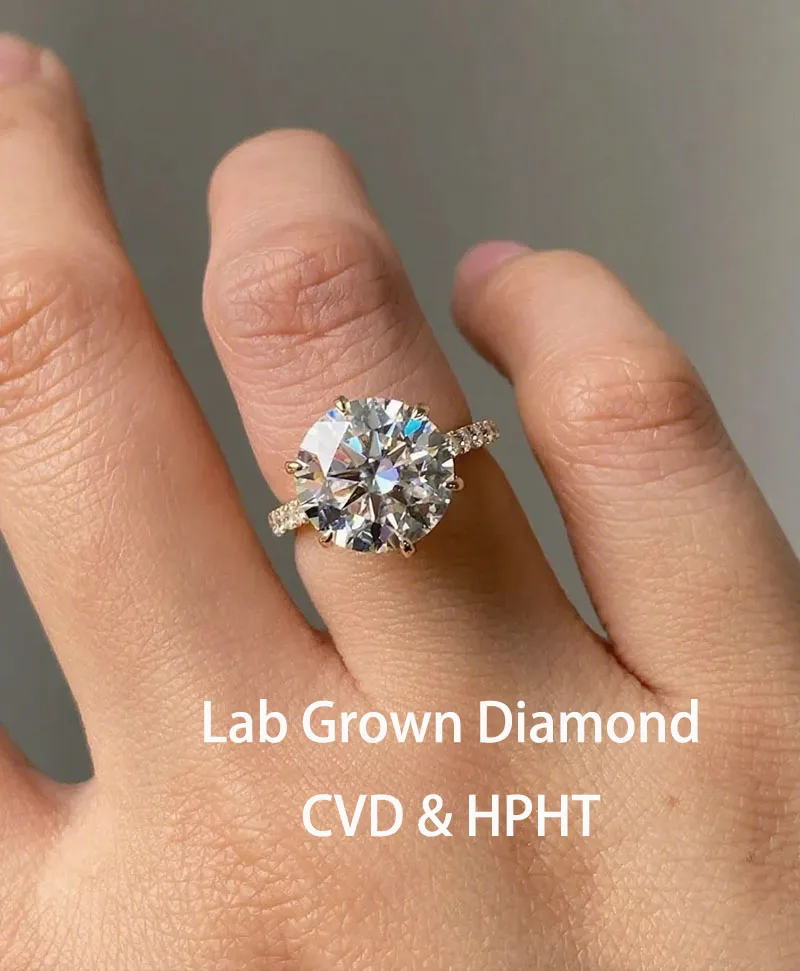 2.5CT Huge Round Cut DEF VS VVS Lab Grown Diamond Engagement Ring 6 Prong Wedding Ring 14K 10K Gold Ring Gift Her Proposal Ring