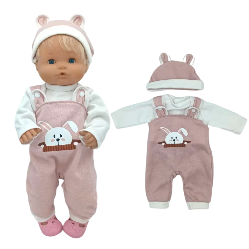 Reborn Baby Dolls Clothes Pink Rompers Hat for 38 Cm Nenuco Doll Ropa Y Su Hermanita Toys Oufits