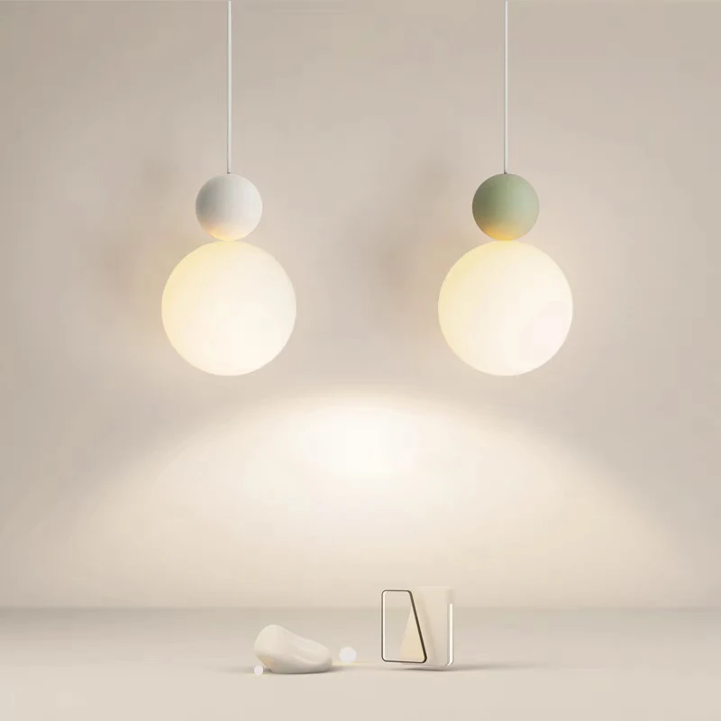 Nordic LED Pendant Lamp Milk White Ball Chandelier For Bedside Bedrooms Dining Room Living Rooms Restaurant Room Decor Luminaire