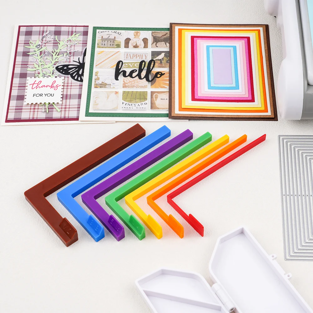 Paper Crafting Alignment Guides with A2 Nested Rectangles Cutting Dies for Perfect Layering Card Making Scrapbooking DIY Craft