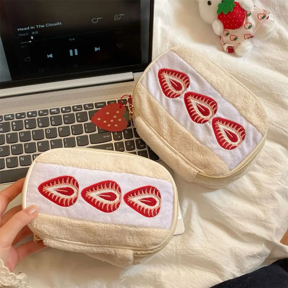 

Large Capacity Strawberry Makeup Bag Multifunctional Zipper Cute Cosmetic Bag Pencil Case Coin Purse Toiletry Bag Travel