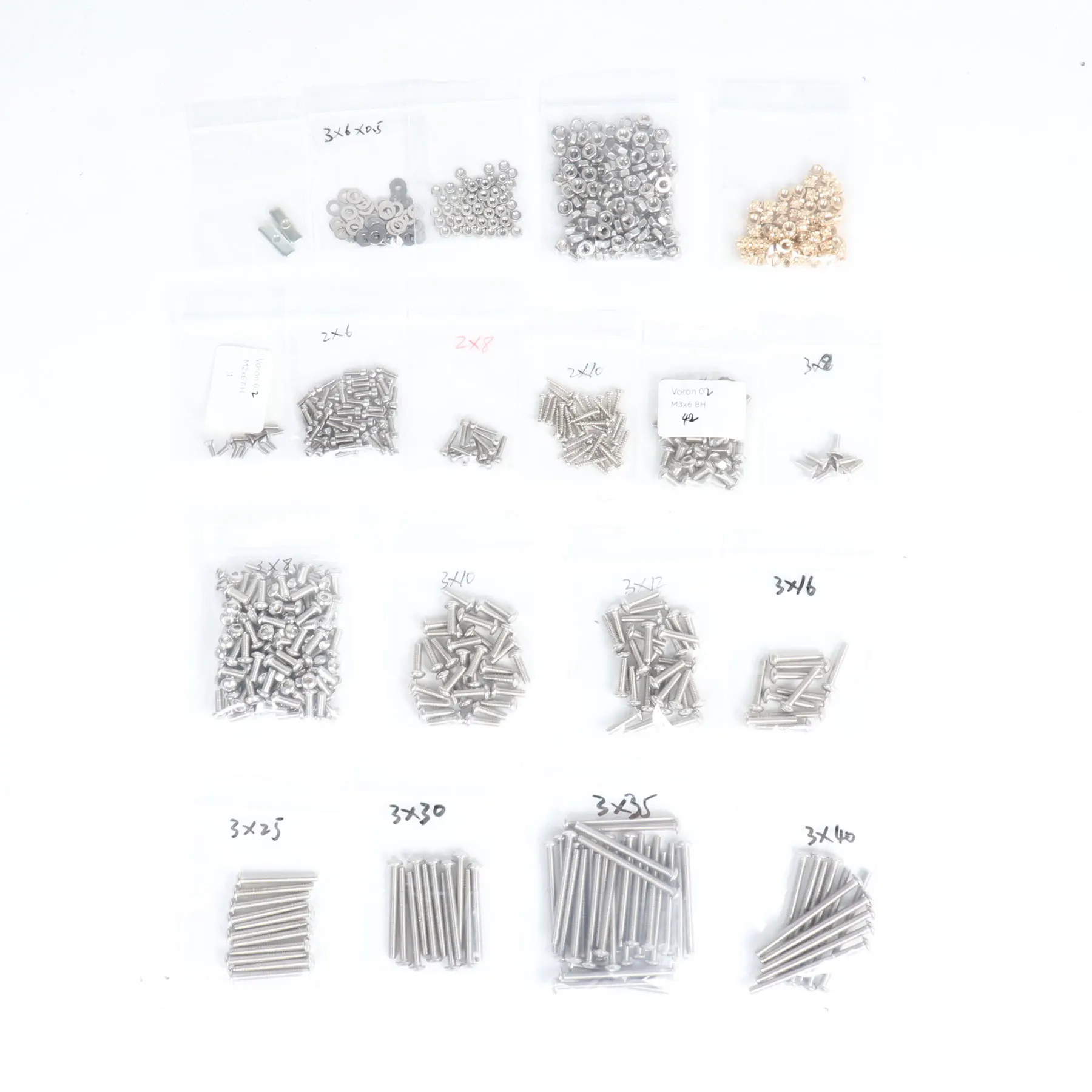 Blurolls Voron 0.2 Fasteners Full Kit Stainless Steel Screws and Nuts 3D Printer DIY Project Fasteners Screws Nuts Full Kit