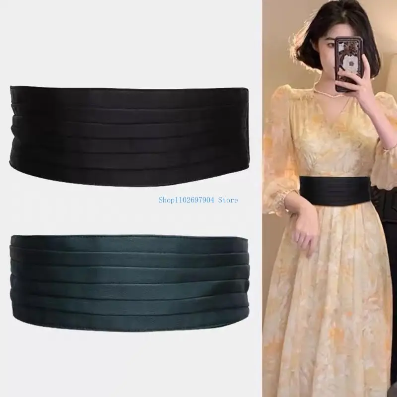 N7YF Stylowy czarny talię Cincher Pasband Dress Pasek Szerokie pasy dla kobiet