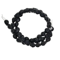 one strand 46 pcs 8x6mm small Black synthetic Howlite turquoise 3D human head skull loose beads
