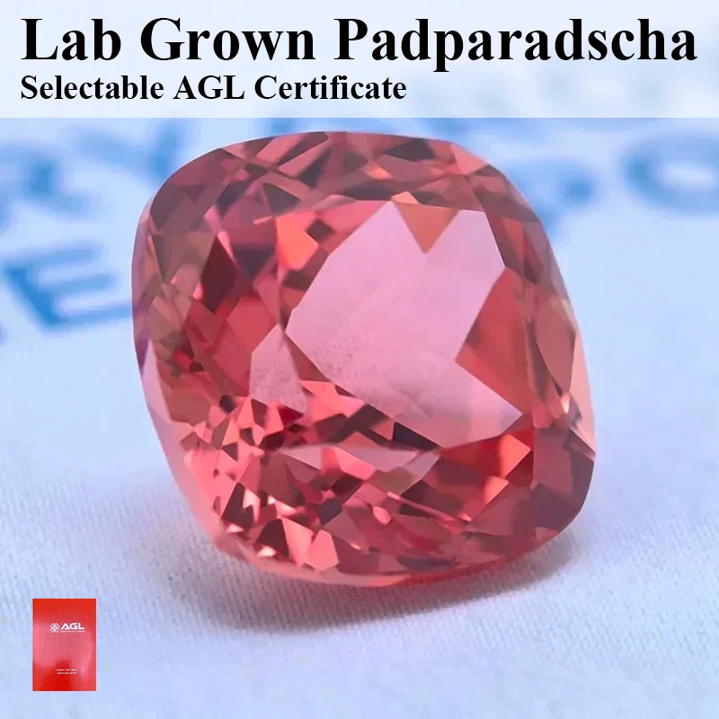 

Wholesale Lab Grown Padparadscha Square Cushion Shape Fire Lotus Color Gemstone For Charms Diy Jewelry Making Selectable AGL Ce