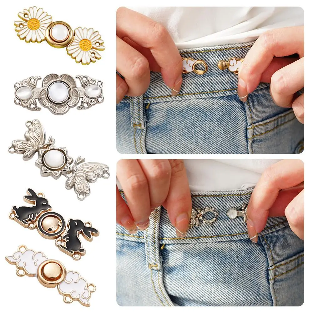 Multiple Styles Metal Buttons Pearl Snap Fastener Pants Pin Retractable Button Sewing-on Buckles Jeans Perfect Fit Reduce Waist