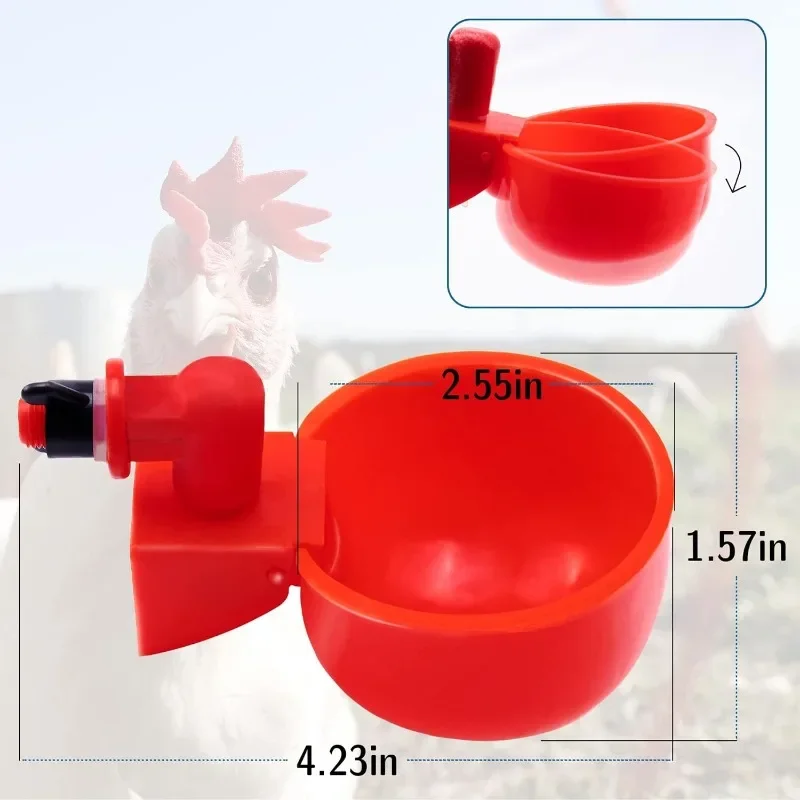 10/20/30Pcs Chicken Waterer Cups Chicken Feeder Cup for Chicken Duck Turkey Rabbit,3/8 Inch Thread Poultry Watering  Feeder - image 3