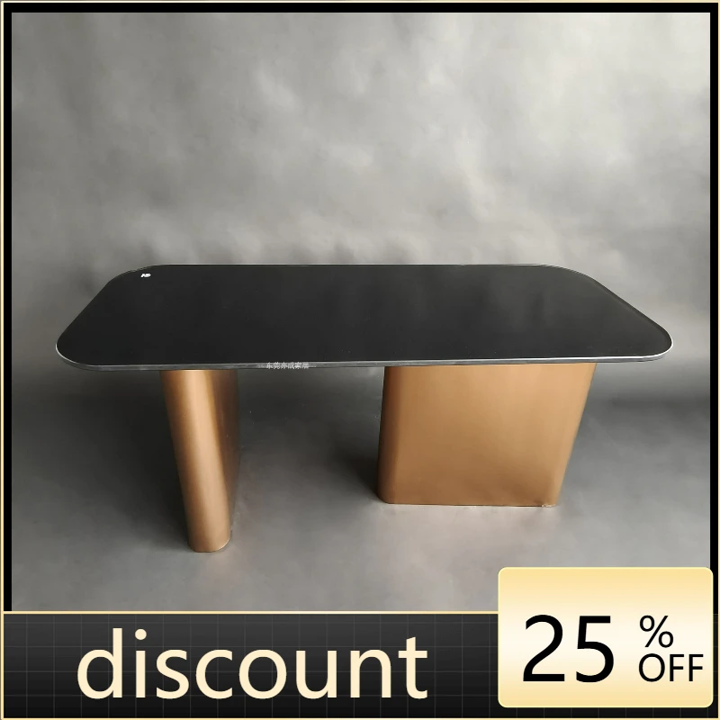 LTT antique stainless steel coffee table modern simple home rectangular glass living room coffee table
