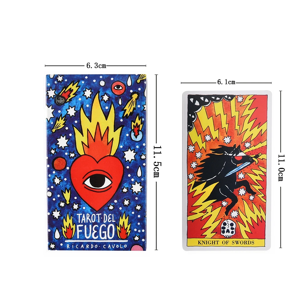 Fournier Tarot del Fuego por Ricardo Cavolo Baraja de Cartas Color Azul único  78 Card