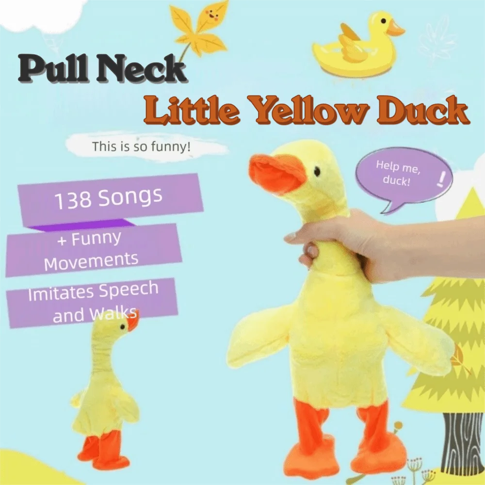 Cute 138 Music Talking Duck Electric Soft Walking Duck Comfortable Multifunctional Singing Duck Baby Interactive Play