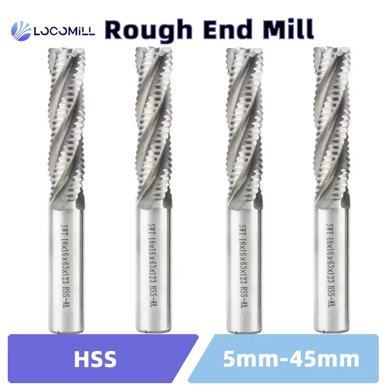 LOCO Rough End Mill HSS Cutters Carbide Milling Cutter Router Bits End Mill 4 Flute 5mm To 45mm Saw Blade Metal Machining Inch