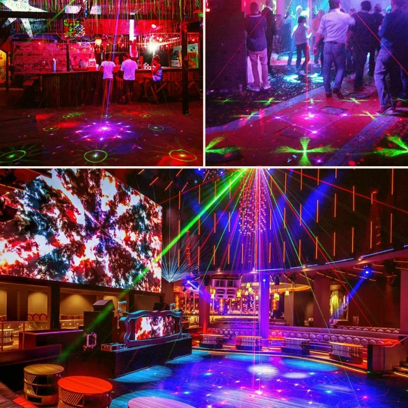 RGB Mini DJ Disco Laser Light Sound Activated Strobe Stage proiettore Laser per Dance Birthday Wedding Bar Xmas DJ Light