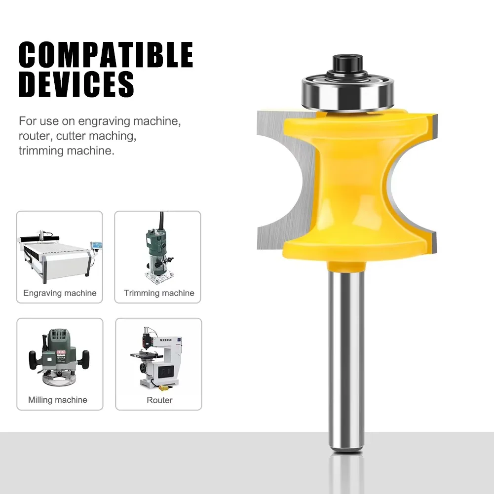 1 Pcs 8mm Shank Half Round Bit Convex Edging Bits for Wood End Mill Woodworking Tool Industrial Grade Milling Cutter